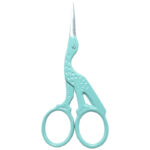 Stork Scissors - Aqua green 3.5'' embroidery scissors with powder coating blade and mirror finish, made of stainless steel.