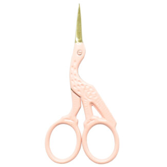 Stork Scissors - 3.5'' embroidery scissors with gold blade and peach-colored handle.