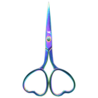 Heart-shaped embroidery scissors, 4'' in size, available in various colors, crafted with high-quality materials. Rainbow