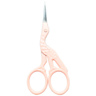 Precision-crafted embroidery scissors, 3.5” in with Peach powder coating and mirror finish blades.