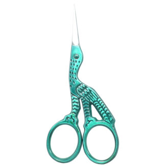 Precision-crafted embroidery scissors, 3.5” in with Green Transparent powder coating and mirror finish blades.