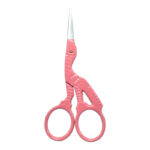 Precision-crafted embroidery scissors, 3.5” in with Coral powder coating and mirror finish blades.