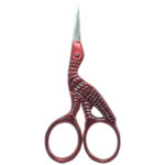 Precision-crafted embroidery scissors, 3.5” in with Light Red Transparent powder coating and mirror finish blades.