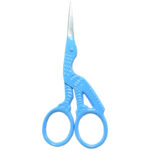 Precision-crafted embroidery scissors, 3.5” in with Blue powder coating and mirror finish blades.