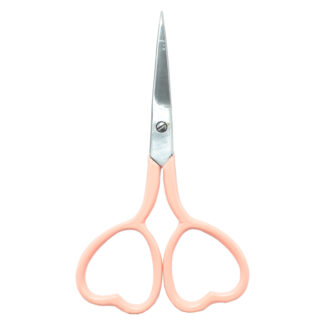 Heart-shaped embroidery scissors, 4'' in size, available in various colors, crafted with high-quality materials. Peach
