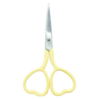 Heart-shaped embroidery scissors, 4'' in size, available in various colors, crafted with high-quality materials. Yellow