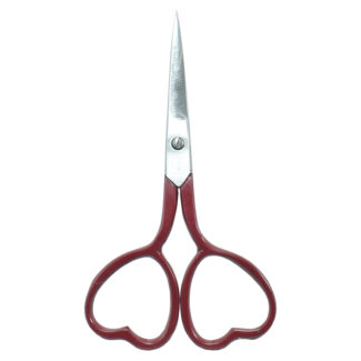Heart-shaped embroidery scissors, 4'' in size, available in various colors, crafted with high-quality materials. Glossy Burgundy