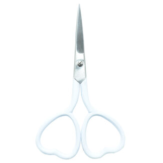 Heart-shaped embroidery scissors, 4'' in size, available in various colors, crafted with high-quality materials. White