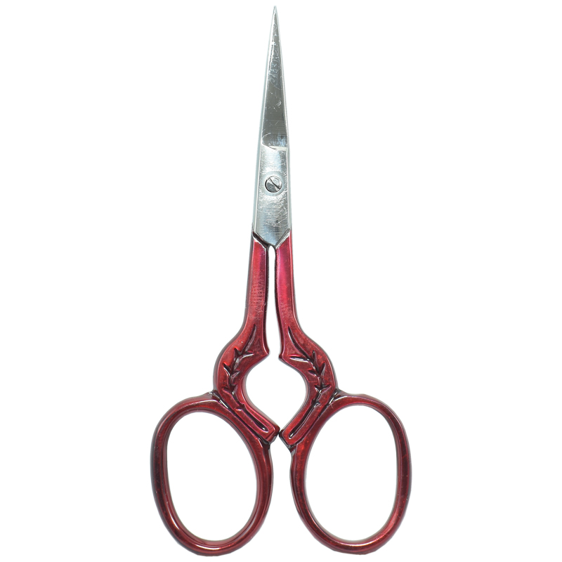 1201 Embroidery scissors with delicate leaf print designs for crafting projects.