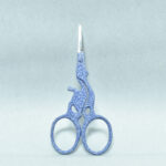 Blue Texture Cat Style Embroidery Scissors, 3.5 inches, with powder-coated handle and mirror finish blade, made from forged stainless steel in Pakistan.