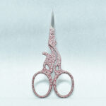 Brown Texture Cat Style Embroidery Scissors, 3.5 inches, with powder-coated handle and mirror finish blade, made from forged stainless steel in Pakistan.