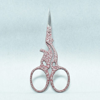 Brown Texture Cat Style Embroidery Scissors, 3.5 inches, with powder-coated handle and mirror finish blade, made from forged stainless steel in Pakistan.