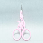 Baby Pink Cat Style Embroidery Scissors, 3.5 inches, with powder-coated handle and mirror finish blade, made from forged stainless steel in Pakistan.
