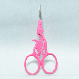 Pink Cat Style Embroidery Scissors, 3.5 inches, with powder-coated handle and mirror finish blade, made from forged stainless steel in Pakistan.