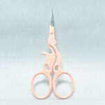Peach Cat Style Embroidery Scissors, 3.5 inches, with powder-coated handle and mirror finish blade, made from forged stainless steel in Pakistan.