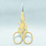 Yellow Cat Style Embroidery Scissors, 3.5 inches, with powder-coated handle and mirror finish blade, made from forged stainless steel in Pakistan.