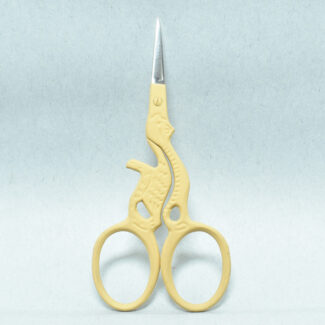 Yellow Cat Style Embroidery Scissors, 3.5 inches, with powder-coated handle and mirror finish blade, made from forged stainless steel in Pakistan.