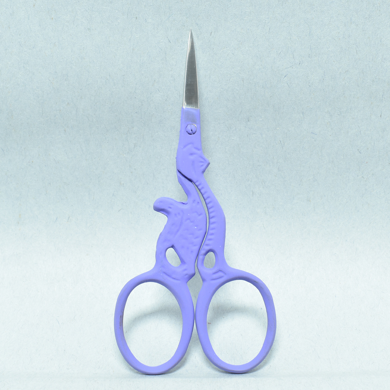 ES-1509 Blue Blue Cat Style Embroidery Scissors, 3.5 inches, with powder-coated handle and mirror finish blade, made from forged stainless steel in Pakistan.