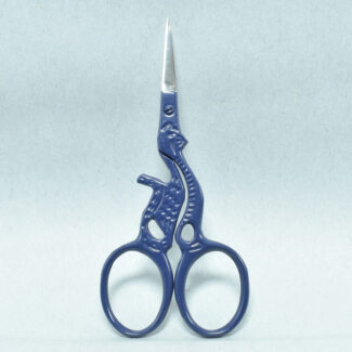 Dark Blue Cat Style Embroidery Scissors, 3.5 inches, with powder-coated handle and mirror finish blade, made from forged stainless steel in Pakistan.